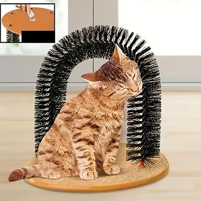 1pc chat jouet arc auto toilettage chouchouter félin avec un Massage toilettage frottant avec griffoir jouet pour chats jouets interactifs