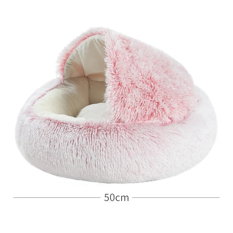 Lit rond en peluche 2 en 1 pour chat, coussin chaud pour chat, sac de couchage pour animal de compagnie, niche pour petit chien et chat