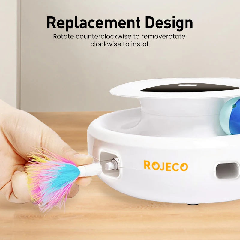 ROJECO 2 en 1 jouets pour chat intelligents plume automatique amusant balle jouet ensemble pour chat chien 5 Modes électronique interactif jouet pour animaux de compagnie accessoires