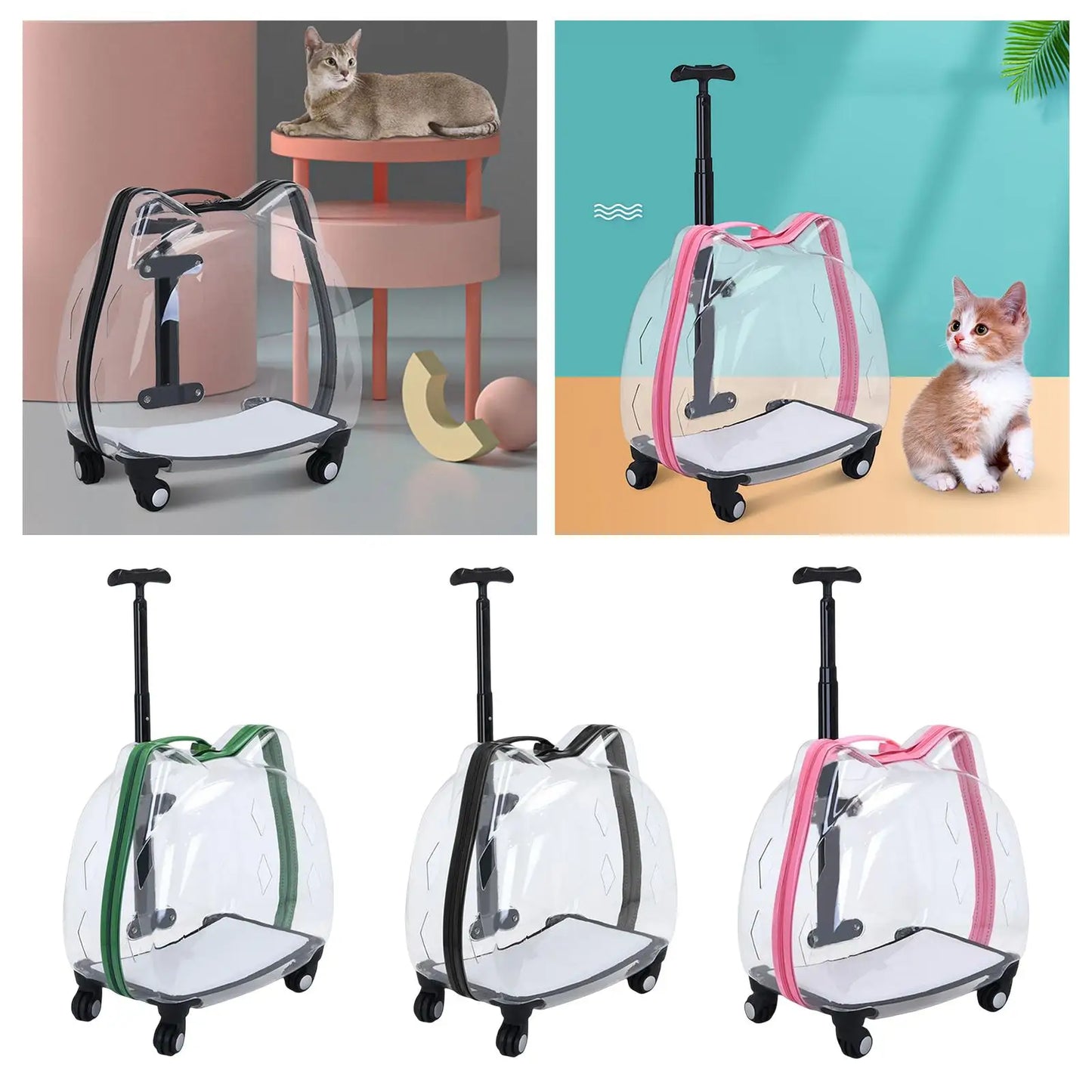 Valise de transport ventilée, boîtier de chariot, porte-bagages Portable Transparent avec roulettes pour randonnée et marche