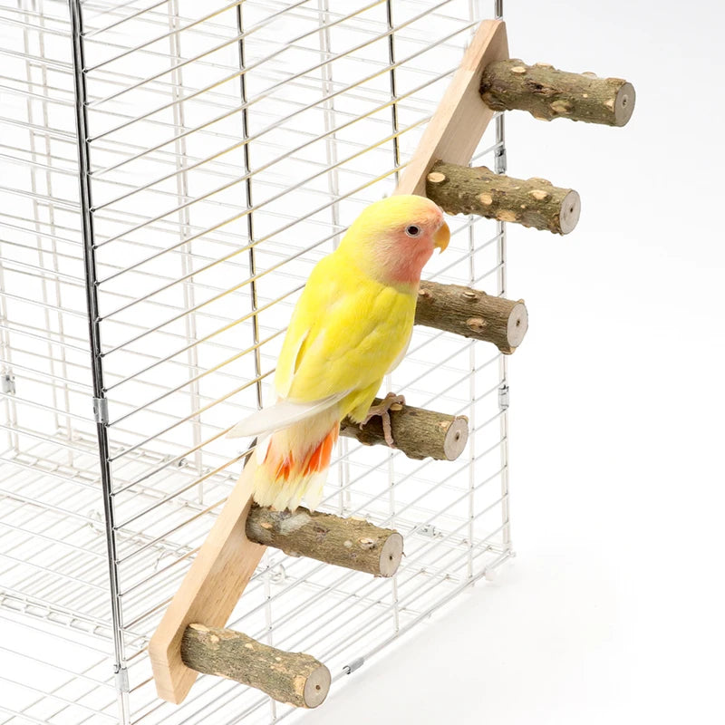 Escalera de madera de 4/6 escalones para mascotas, juguete interactivo para pájaros y loros, escalera para jaula de hámster, divertido palo de molienda, escalada, accesorios para pájaros de juguete