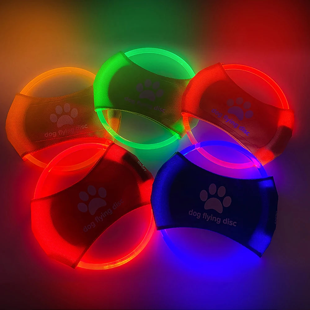 Discos voladores para perros, 3 modos de luz LED brillante, juguetes interactivos de entrenamiento, discos voladores, juguetes para perros, accesorios para perros