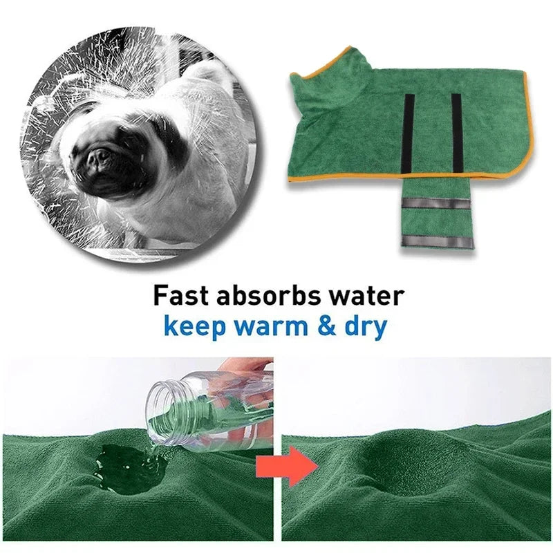 Albornoz para perros, abrigo de secado para mascotas, ropa de microfibra, toalla de playa absorbente para perros grandes, medianos y pequeños, accesorios para perros de secado rápido