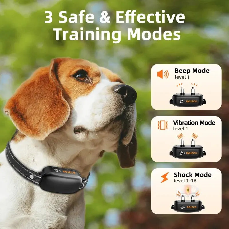 ROJECO-Collar de entrenamiento eléctrico para perro, Control remoto recargable Digital, IPX7, vibrador resistente al agua, Collar antiladridos para perros