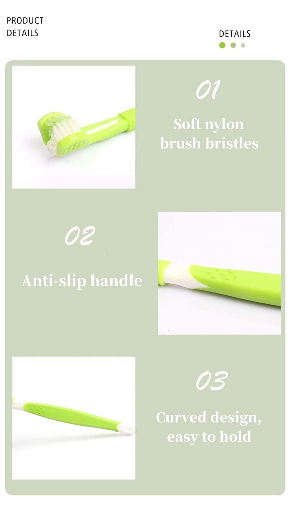 Colorful 3 Sides Toothbrush for Dogs Cat Remove Bad Breath Teeth Calculus Tool Pet Ribbit Oral Cleaning Brush Dog Accessories