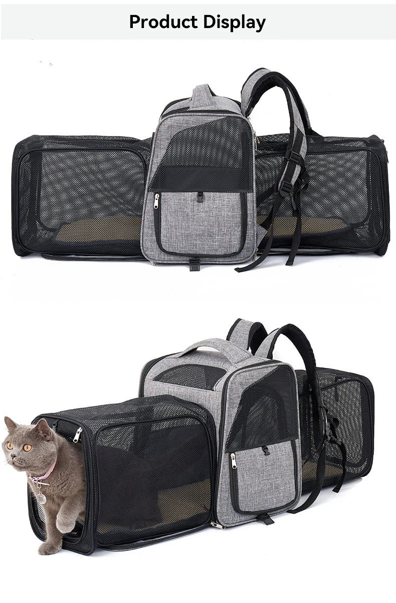 Cat Carrying Bags Breathable Pet Outgoing Travel Backpack Expandable Puppy Kitten Carriers Foldable Cats Large Capacity Bag