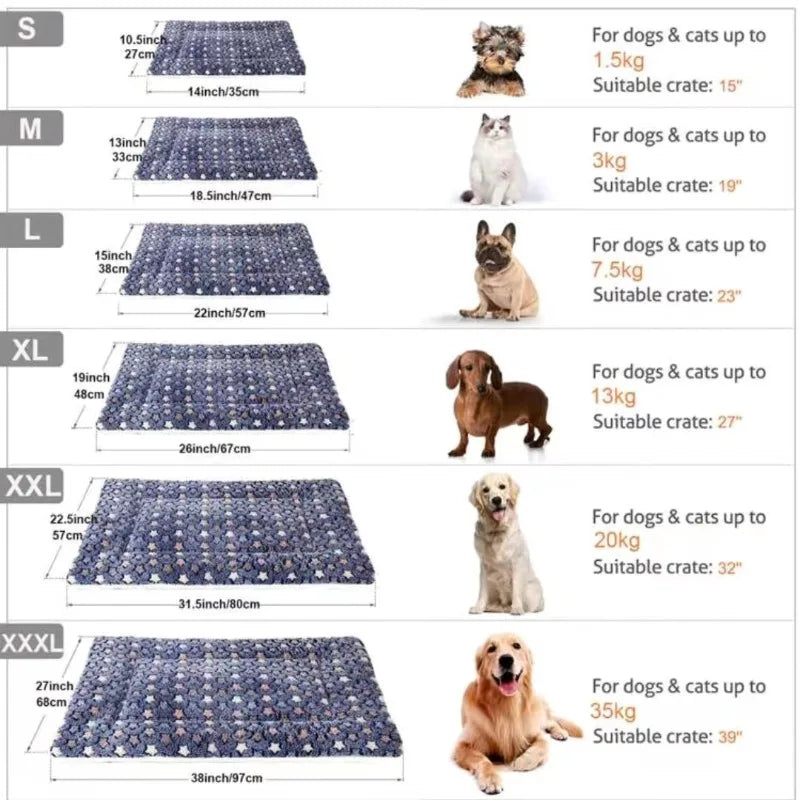 Flannel Pet Mat Dog Bed Cat Bed Thicken Sleeping Mat Dog Blanket Mat For Puppy Kitten Pet Dog Bed for Small Large Dogs Pet Rug