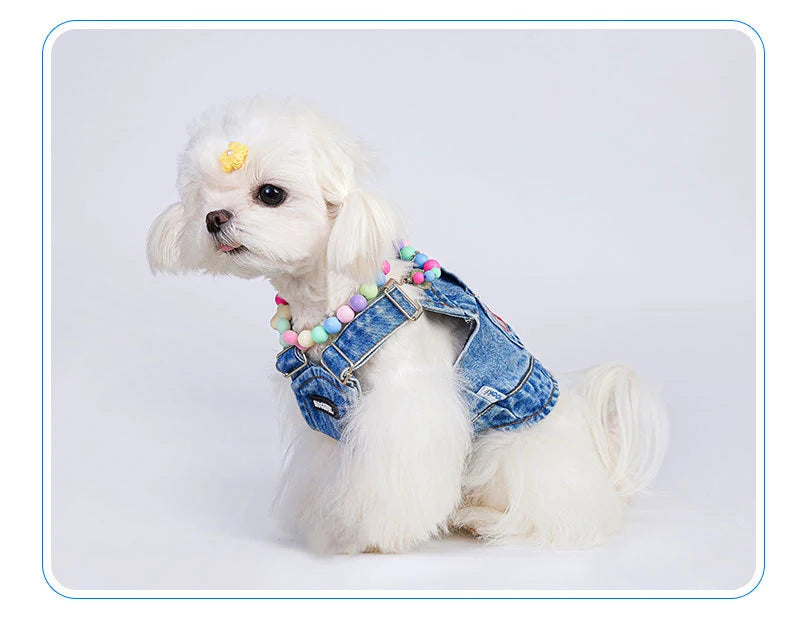 Chaleco vaquero 100% algodón para perros, mono sin mangas para gatos, ropa para cachorros de primavera y verano, estilo de moda