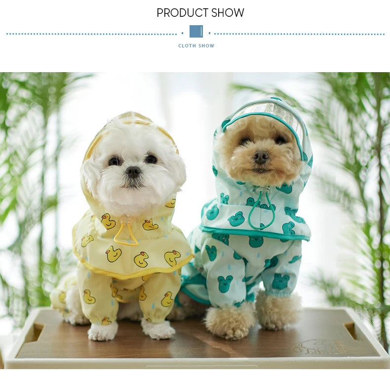 Chubasquero para perros pequeños, chaqueta impermeable con estampado bonito para mascotas con capucha transparente, abrigo de lluvia totalmente cubierto para cachorros y patos