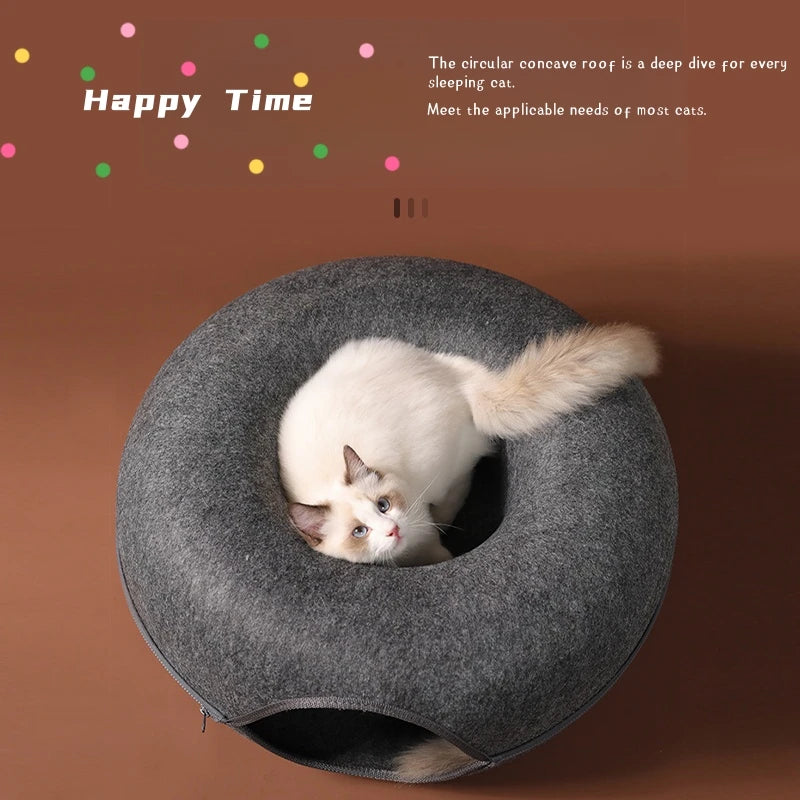 Cama para gatos Donut, túnel para Gato, juego interactivo, cama para gatos de juguete, juguete interior de doble uso, equipo deportivo para gatitos, adiestramiento de gatos, casa para gatos