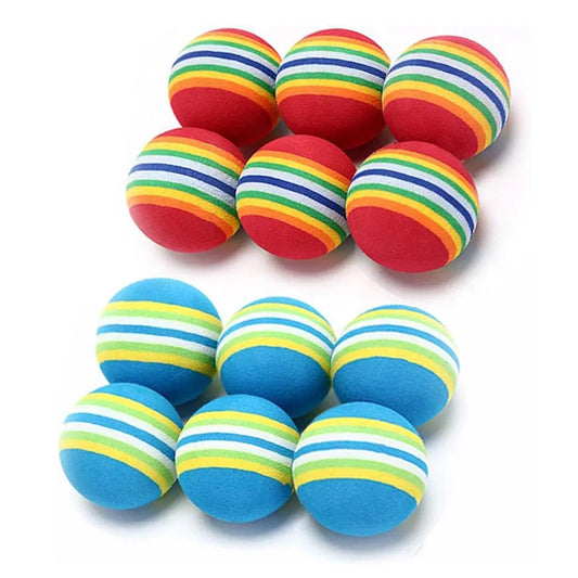 10 Uds. Pelotas de juguete para gatos interactivas para gatos de interior, arcoíris rojo, espuma suave EVA, pelotas de juguete para cachorros, actividad de persecución, juego silencioso, pelota de esponja