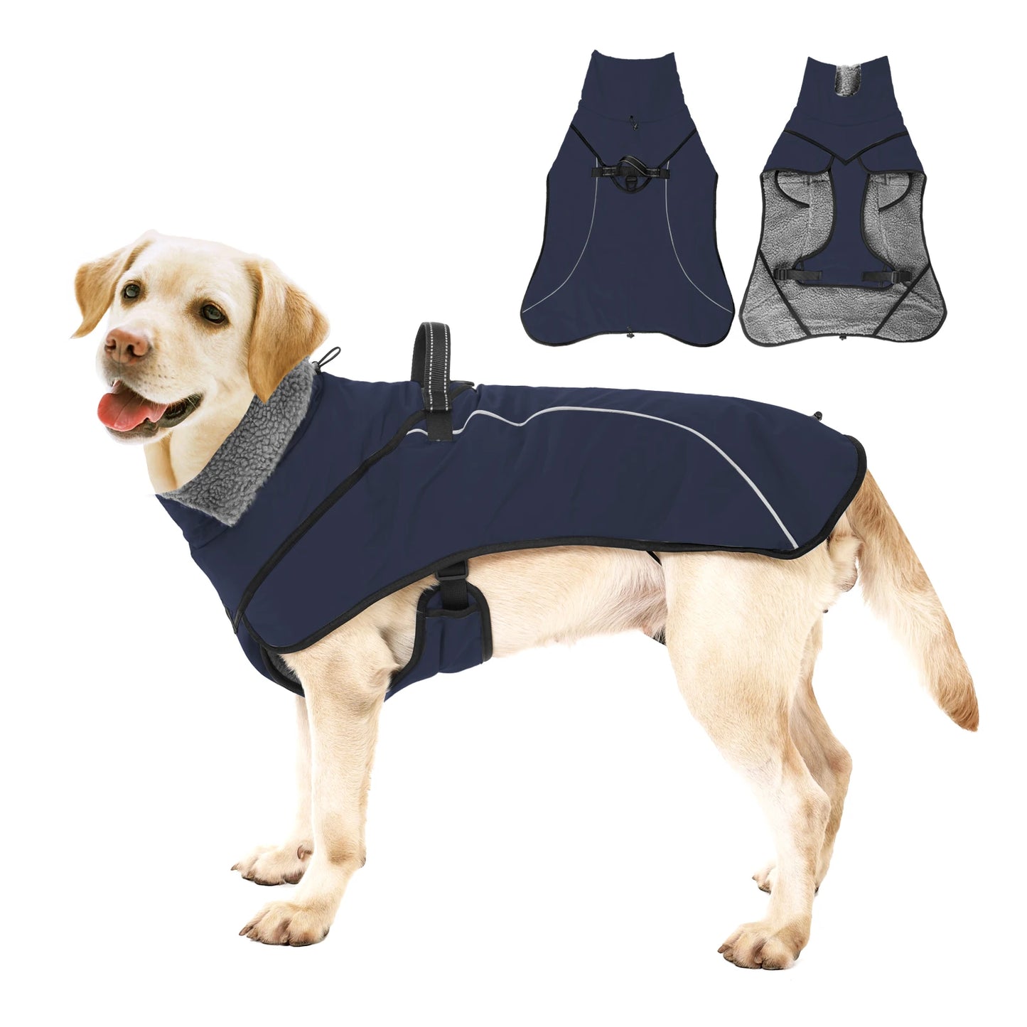 Veste d'hiver pour chien de taille moyenne et grande, manteau imperméable et chaud pour chien, épais, réglable, sécurité, neige, veste d'extérieur pour animaux de compagnie, randonnée