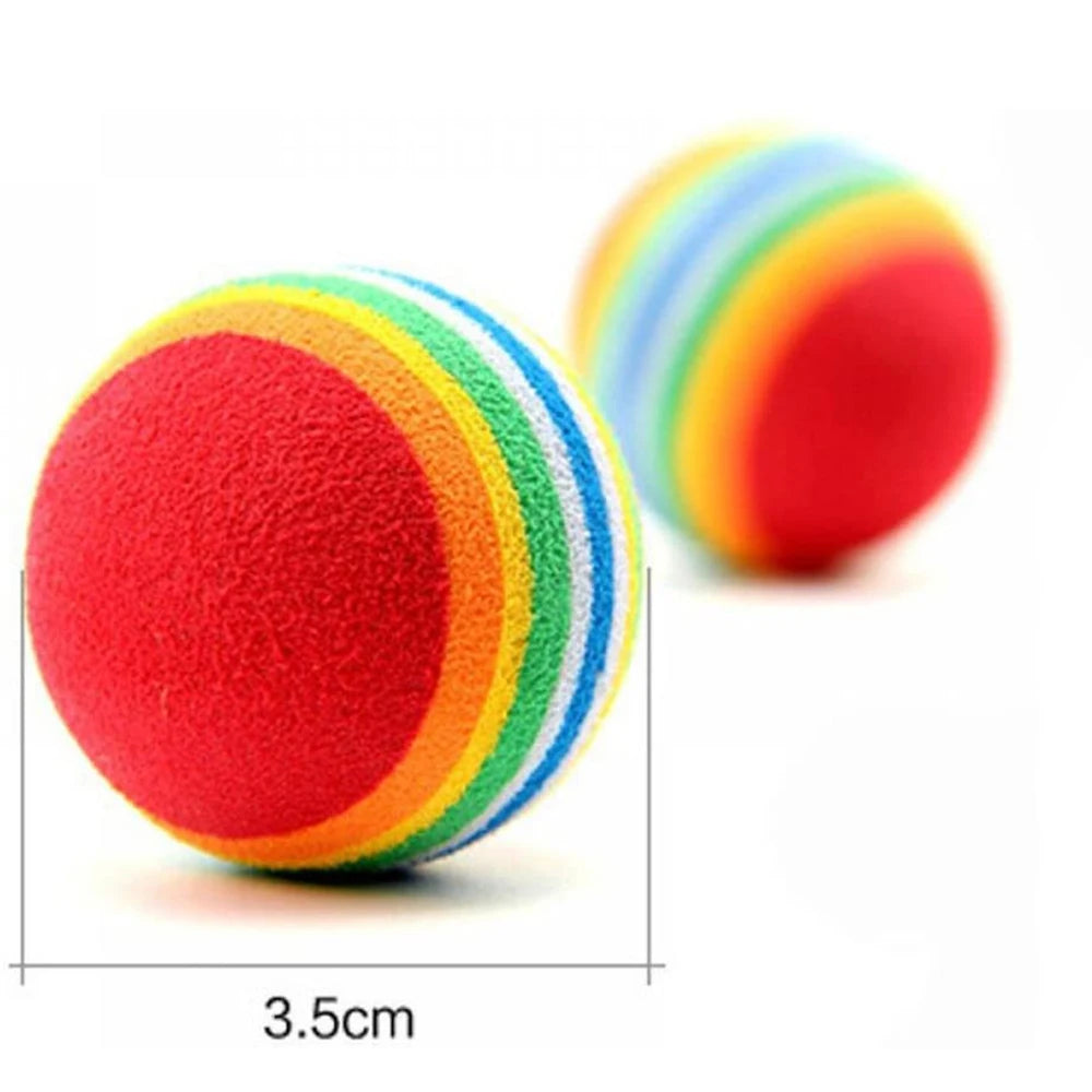 10 Uds. Pelotas de juguete para gatos interactivas para gatos de interior, arcoíris rojo, espuma suave EVA, pelotas de juguete para cachorros, actividad de persecución, juego silencioso, pelota de esponja