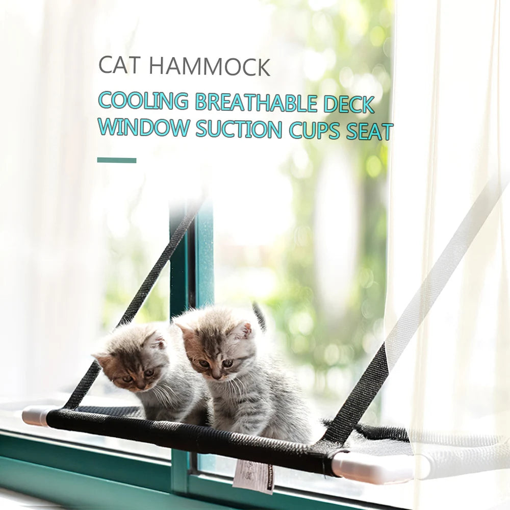 Cat Hammock Bed Breathable Deck Window Suction Cups Seat Cat Shelves Sunbath Hammock Bed for Cat Hold UP to 10KG 22lbs