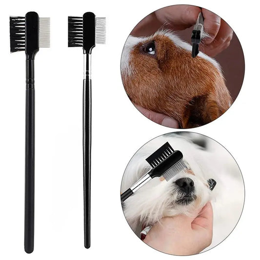 Peine para ojos para mascotas, cepillo quitamanchas para mascotas, peine de doble cara, cepillo para el cuidado de los ojos, elimina la corteza, moco, accesorios para perros y gatos pequeños