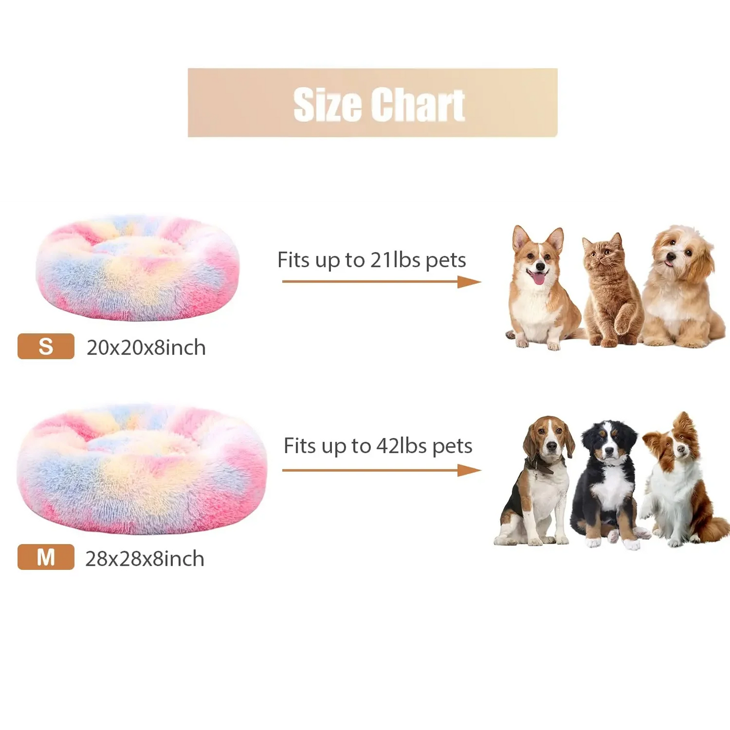 Cat Kennel Dog Kennel Plush Round Soft Washable Tie Dye Dog Bed for puppy Round Winter Warm Mat Pet Sleeping Nest Pet Supplies