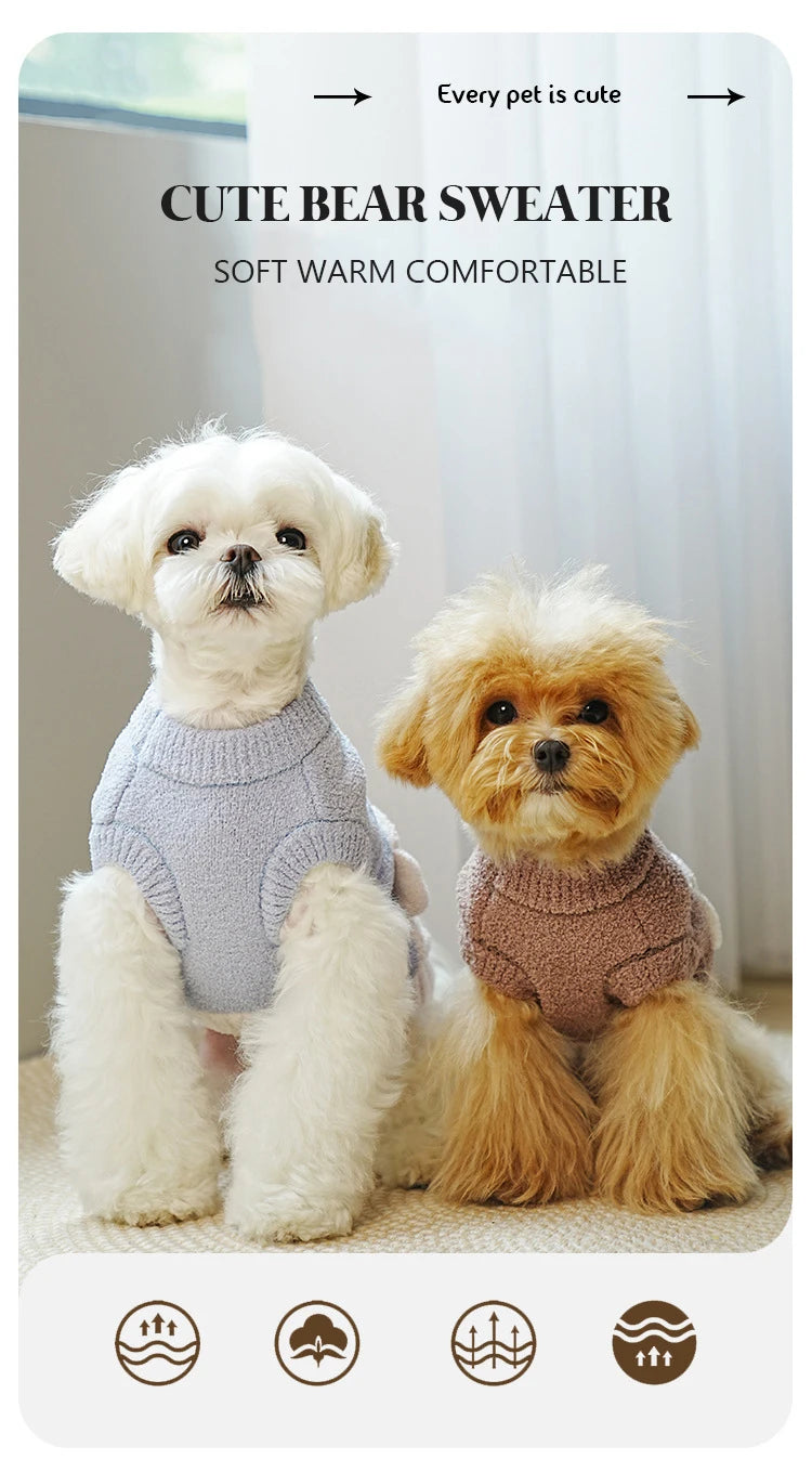 Warm Dog Sweaters Soft Comfortable Fleece Pet Sweaters for Small Dogs Cute Bear Puppy Knitted Coat for Chihuahua Maltese Bichon Fashion Style