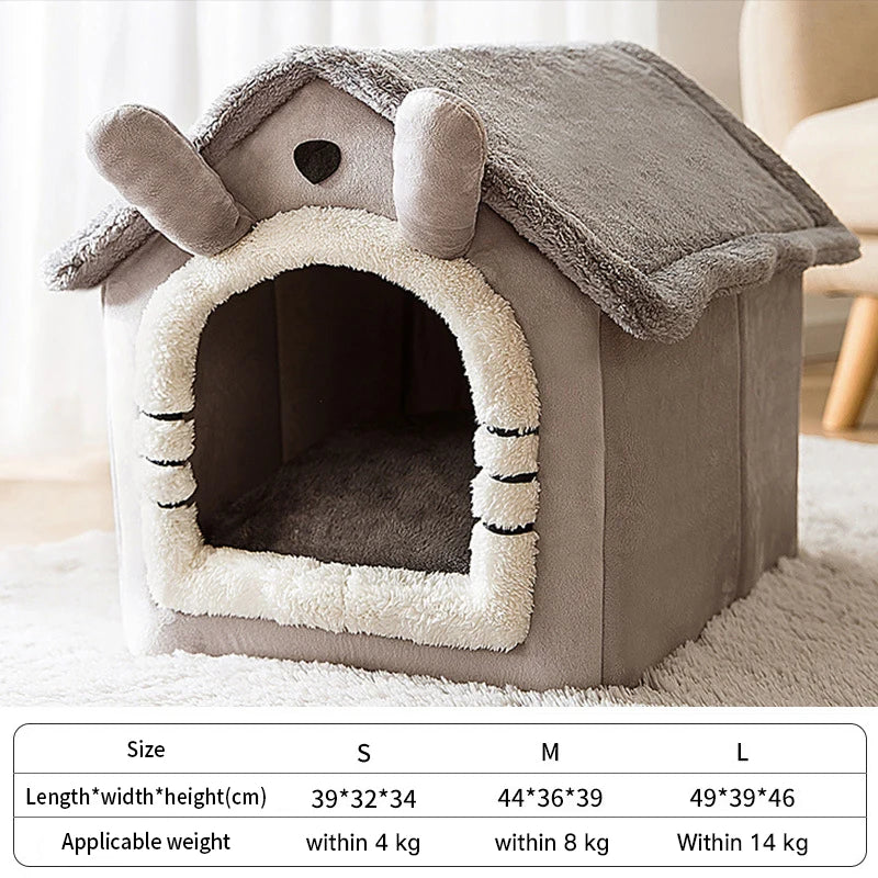 Cat Bed Soft Deep Sleep Cat's house Winter House Removable Cushion Beds and Furniture Enclosed Pet Supplies Home Cat Accessories