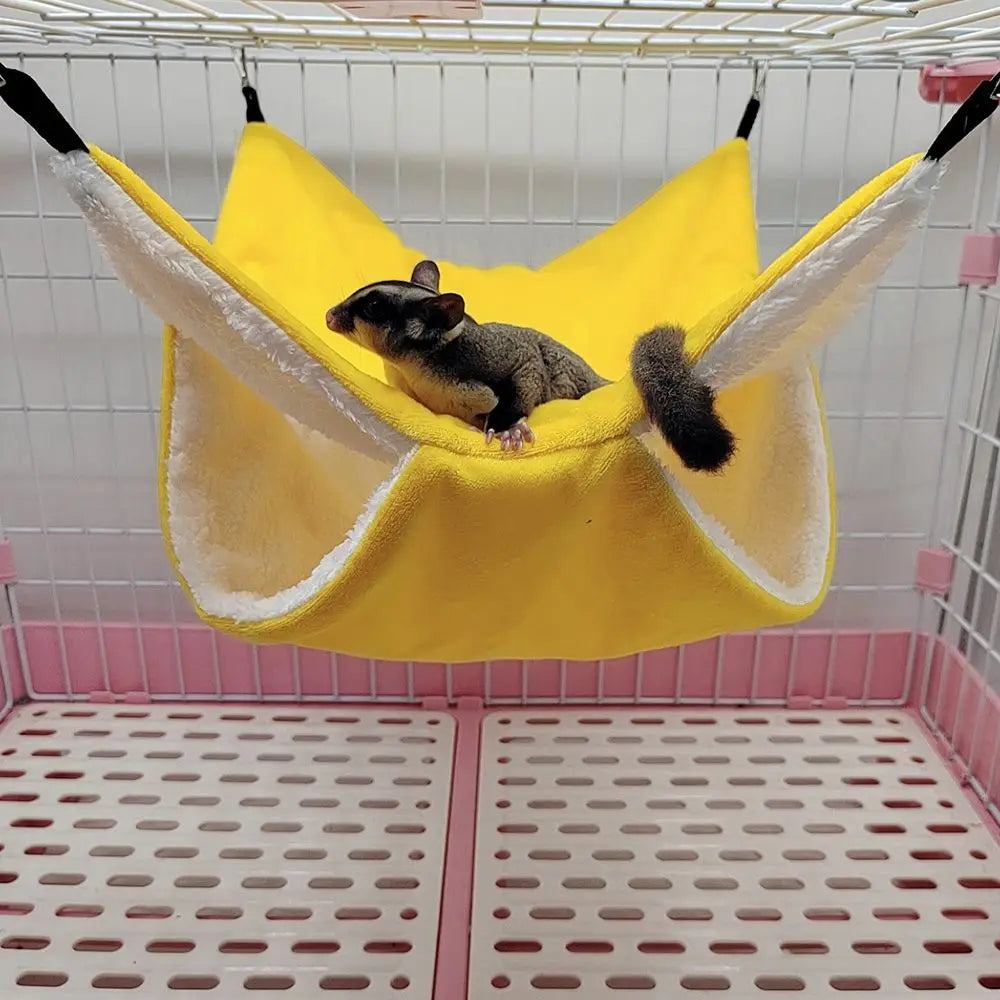 Hamac chaud en peluche pour Hamster, petit Animal, Double couche, sac de couchage épais, nid pour animaux de compagnie, Rat, écureuil, Cage suspendue, maison