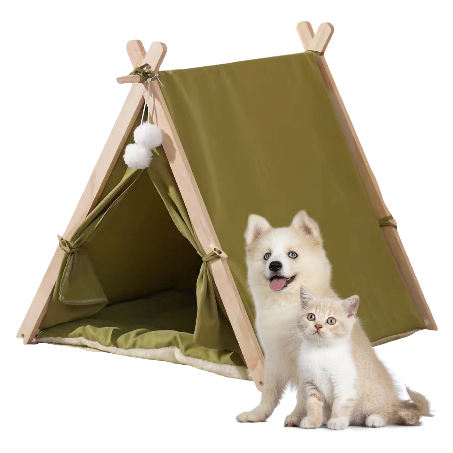 Summer and Winter Wood Cat Dog Bed Simple Design Wooden Pet Tent Mosquito Prevention Pet Sleeping House Indoor Cat Beds Product