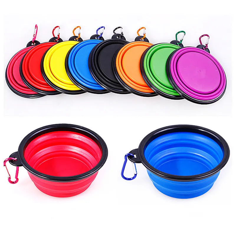 Cuenco plegable de silicona para mascotas, contenedor de comida portátil para cachorros, alimentador plegable para perros que acampan al aire libre, 350ML