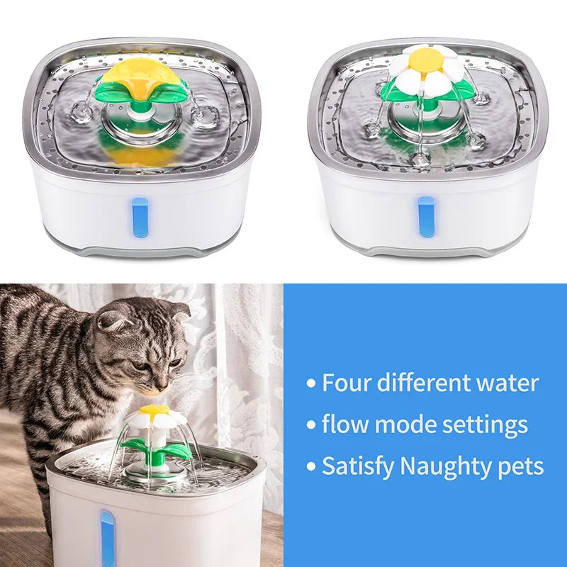 Fuente de agua para gato automática de 2,4l con LED, dispensador eléctrico USB para perro, gato, bebedero automático para mascotas