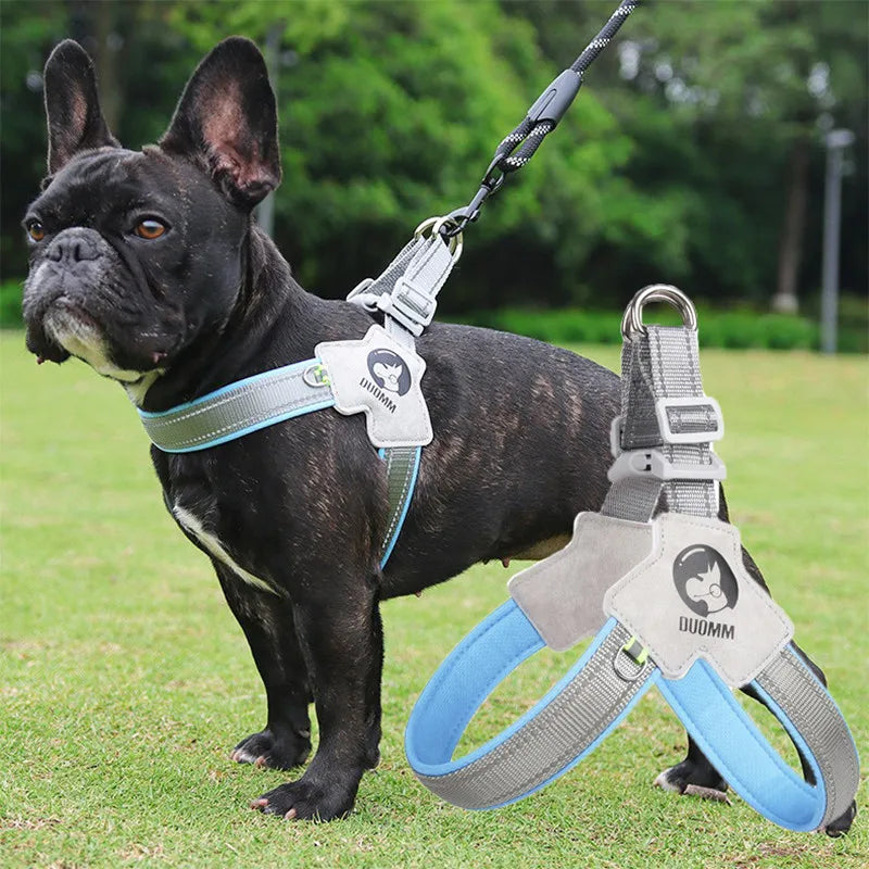 Arnés para perros Arnés para mascotas ajustable Chaleco para perros pequeños y grandes Gatos Malla reflectante Correa para el pecho para perros Bulldog francés Accesorios de entrenamiento para caminar