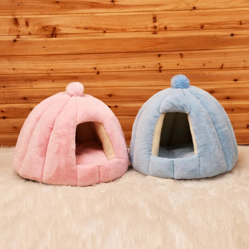 Warm Comfort Cat Bed In Winter Bed For Cats Cat House Dog Sofa Pet Little Mat Cozy Deep Cave Indoor Nest Pet Cat