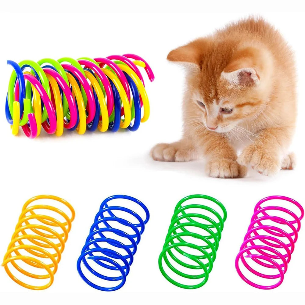 Cat Spring Toy Cat Kittens Toys Plastic Coil Spiral Springs for Swatting Biting Hunting and Active Healthy Play Pet Products