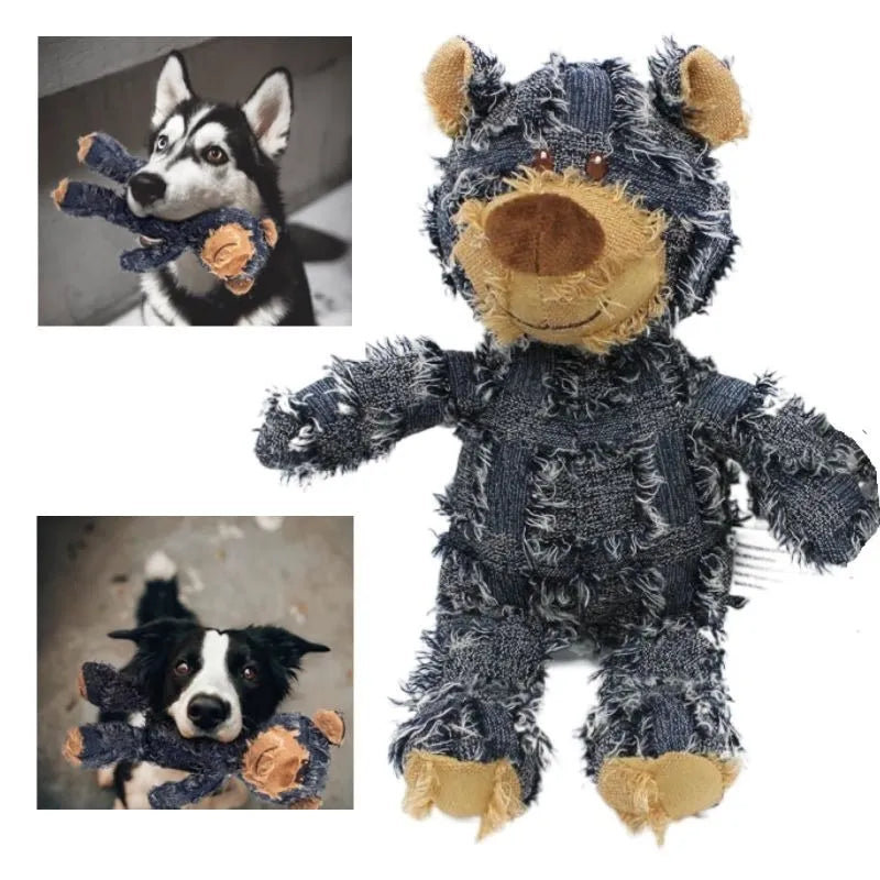 Oso de peluche para mascotas, juguete de sonido, juguetes interactivos de felpa para perros, molienda, limpieza de dientes, juguete antimordida, oso, suministros para mascotas