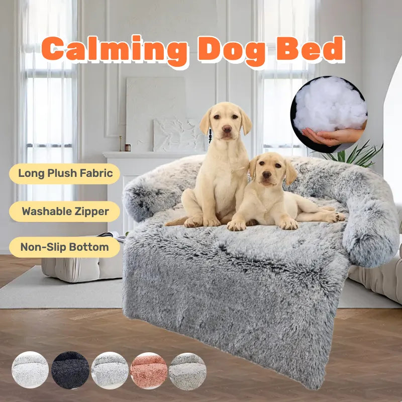 Cama calmante para perros, alfombrilla de felpa esponjosa para Protector de muebles con funda lavable extraíble para perros y gatos grandes, medianos y pequeños