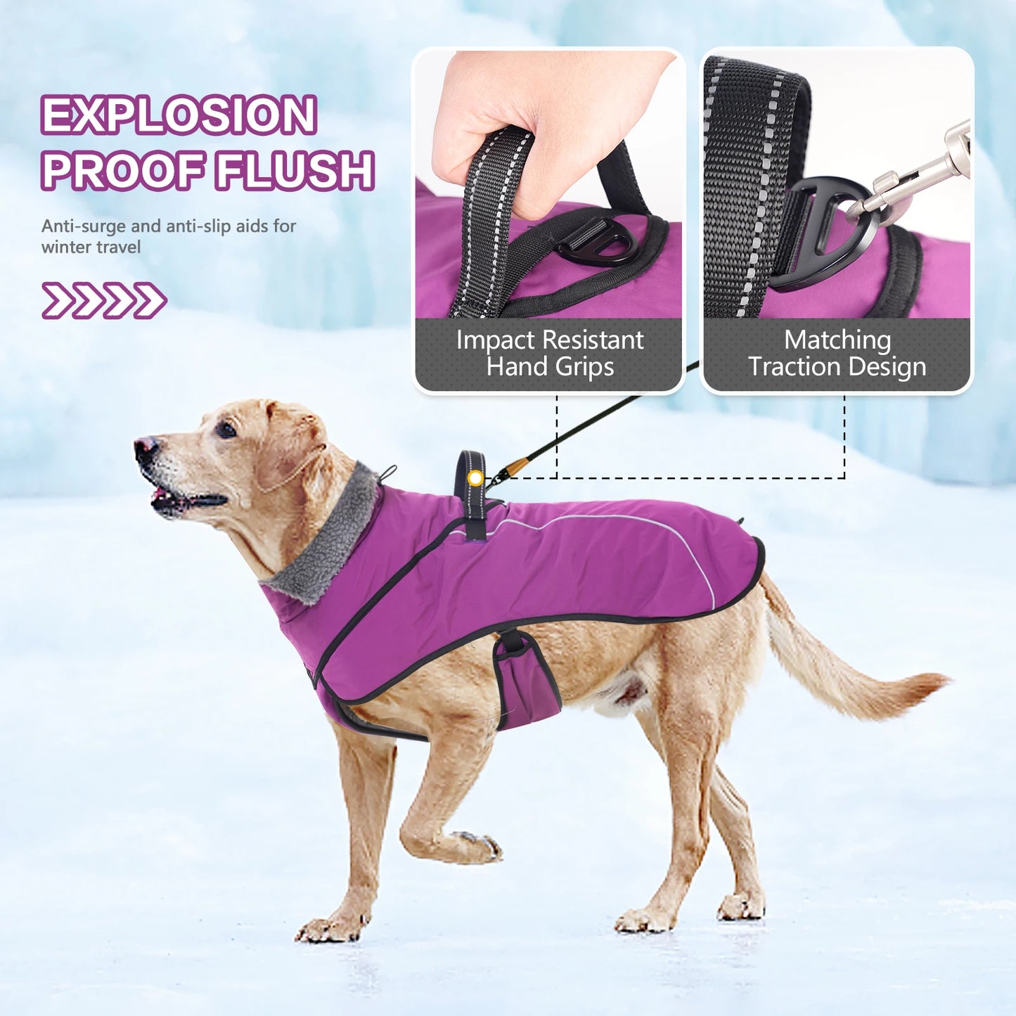 Winter Dog Clothes Jacket for Medium Large Dog Waterproof Warm Dog Coat Thicken Adjustable Safety Snow Pet Outdoor Jacket Hiking