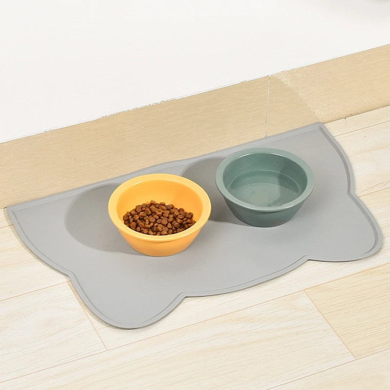 Tapis Anti-déversement en forme de tête de chat, antidérapant, facile à nettoyer, napperon domestique pour animaux de compagnie, tapis imperméable pour chat et chien, fournitures pour animaux de compagnie