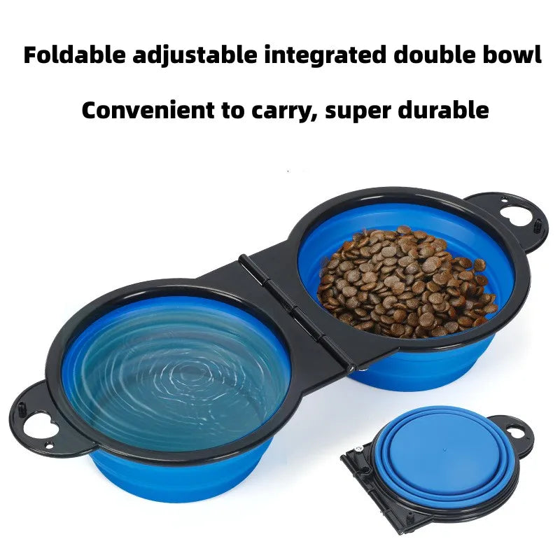 Bol d'alimentation double pliable 2 en 1, 1 pièce, bol d'alimentation portable pour voyage en plein air, bol à boire pour chien et chat