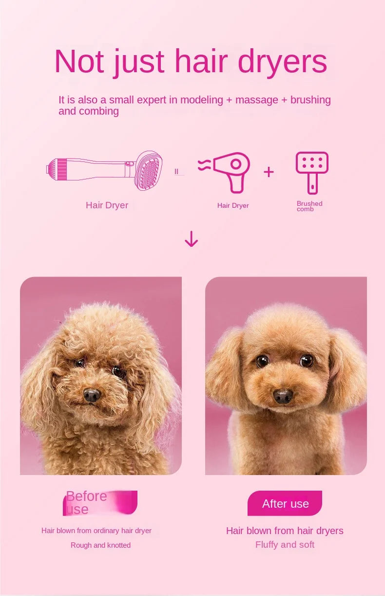 Secador de pelo para mascotas, aseo para perros, peluquería Golden Retriever, cepillo de secado para perros, peine para el cabello silencioso, no daña el cabello, accesorios para secador de agua