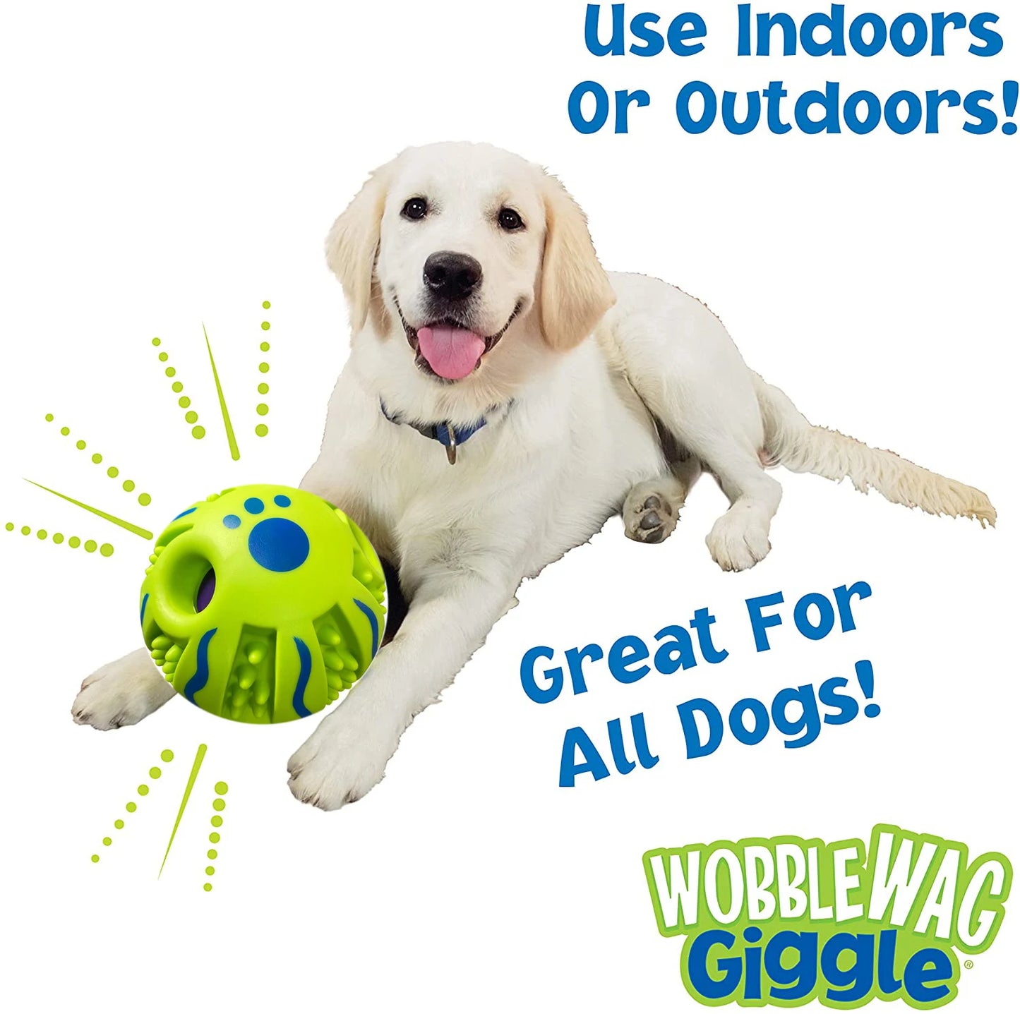 Wobble Wag Giggle Glow Ball Interactive Dog Toy Fun Giggle Sounds When Rolled or Shaken Pets Know Best As Seen On TV