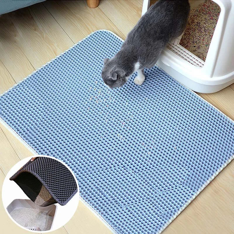 Almohadilla para arena para gatos, impermeable, antideslizante, plegable, filtro de doble capa, evita que la arena para gatos se lave, suministros de alfombra de baño para gatos