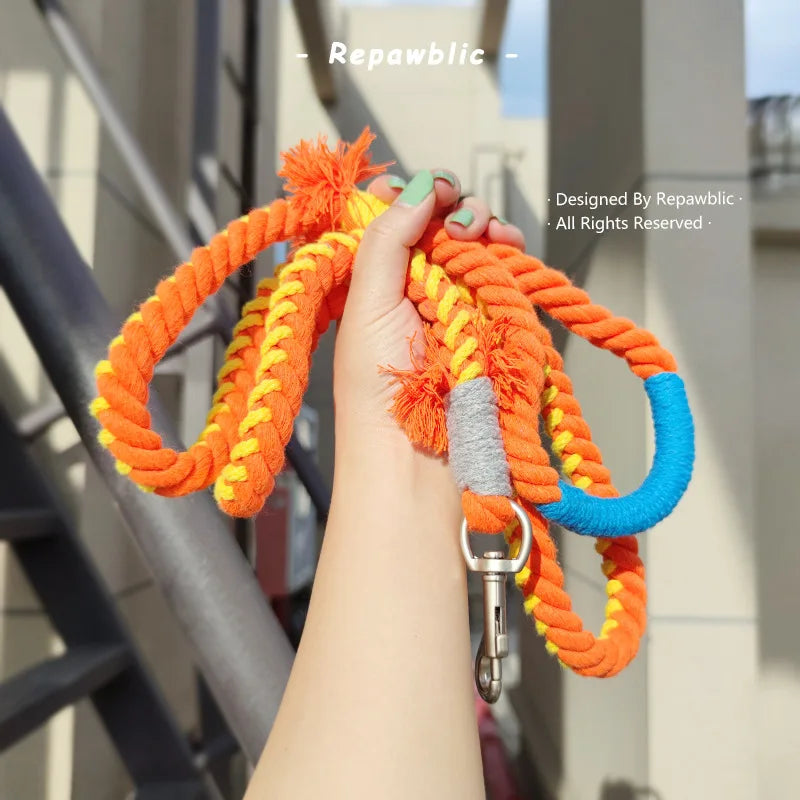 Correas tejidas a mano para perros, correas coloridas de hilo de algodón para perros pequeños, Entrenamiento de mascotas, correr, caminar, accesorios de cuerdas para perros exteriores