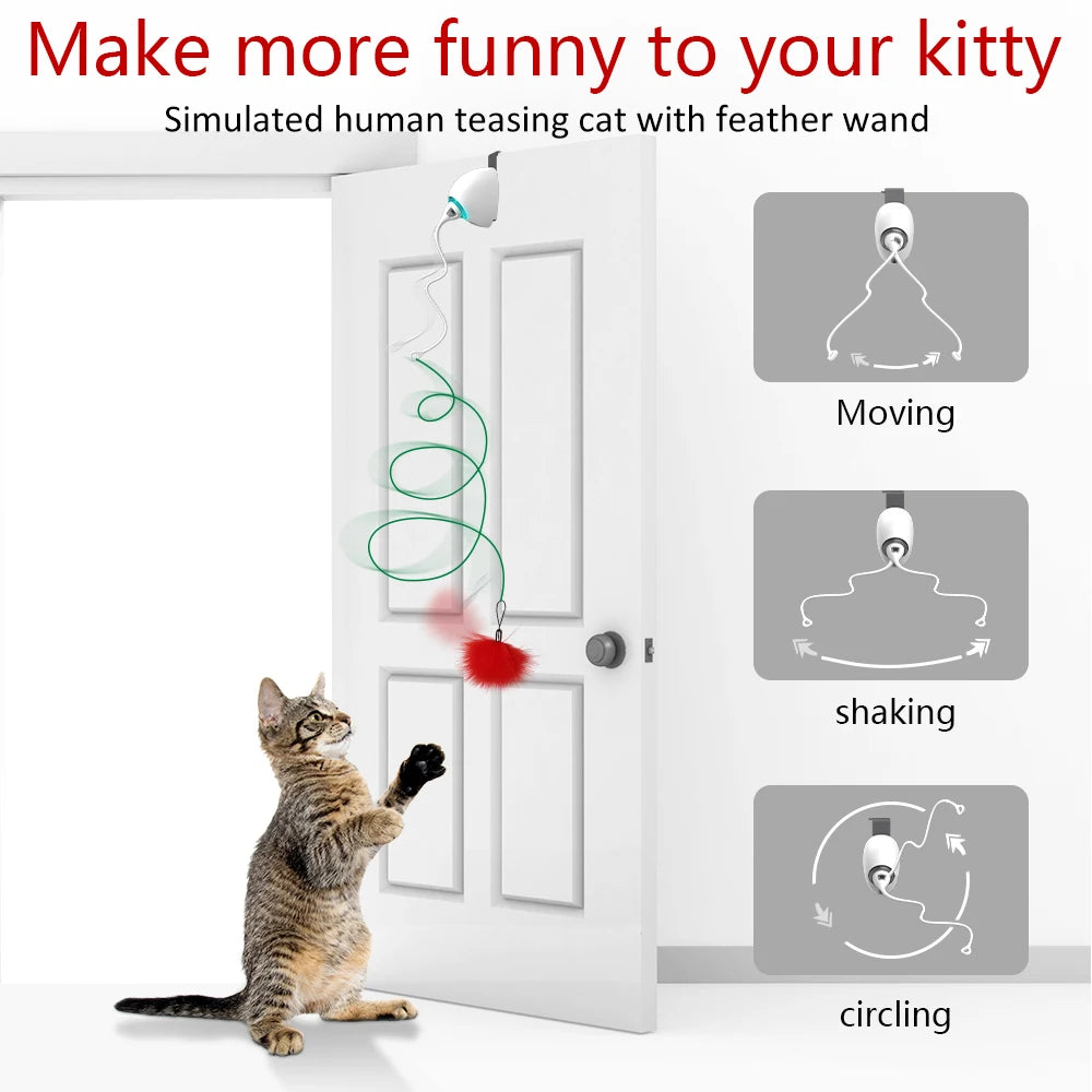 Electric Cat Toy Rope Automatic Teaser Cat String Toys Hanging Door Interactive Kitten Game Toy Random Swing Cat Catching Sticks