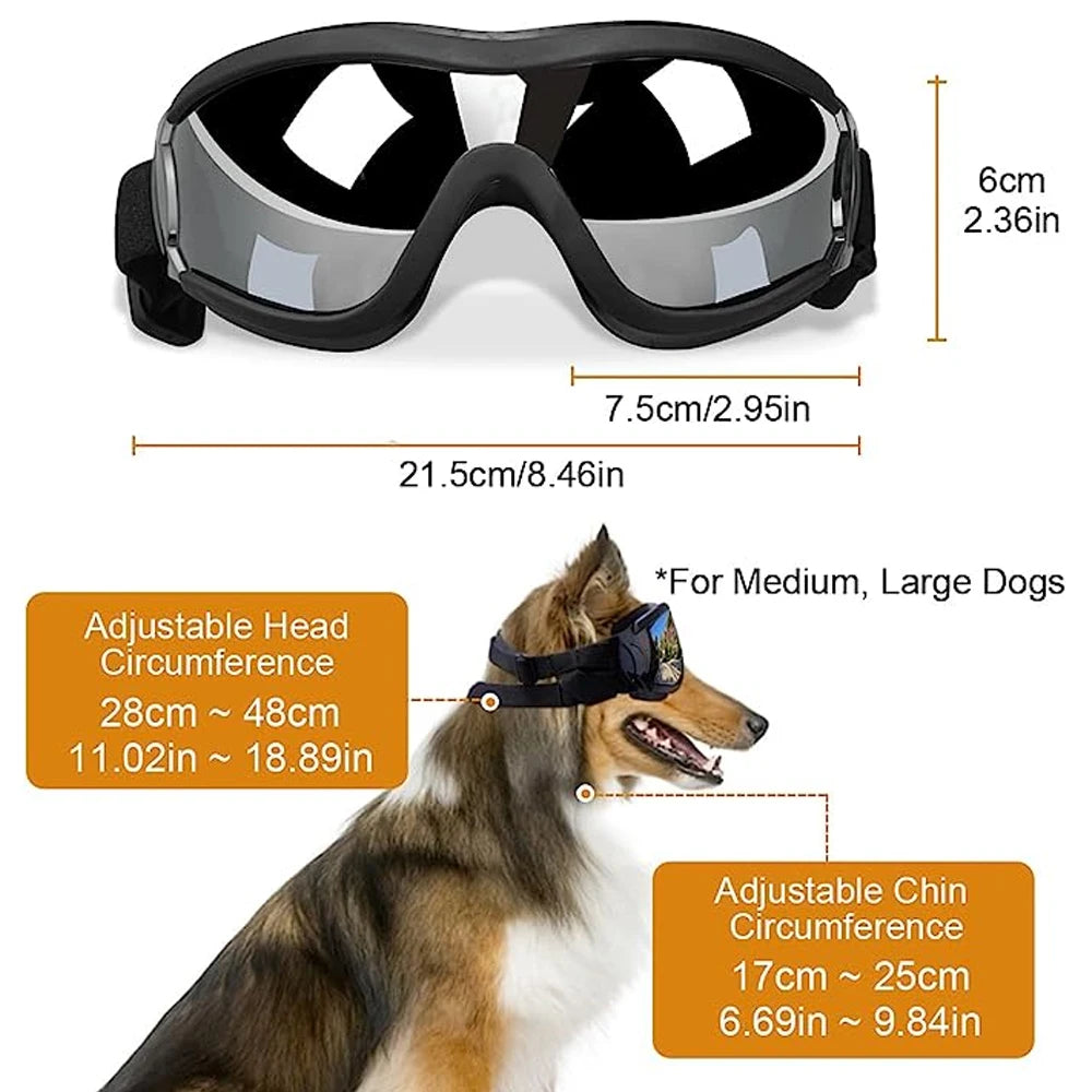 Gafas de sol para perros Gafas para perros Correa ajustable para viajes Esquí y antivaho Gafas de nieve para perros Gafas para mascotas para accesorios para perros medianos a grandes