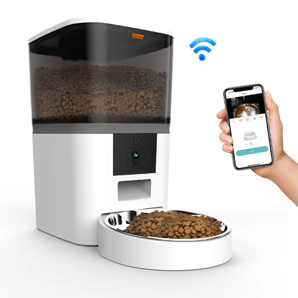 4L Timing Feeder APP Smart Pet Feeder Distributeur automatique de nourriture pour chien avec caméra adapté aux petits chats et chiens Bol d'alimentation à distance