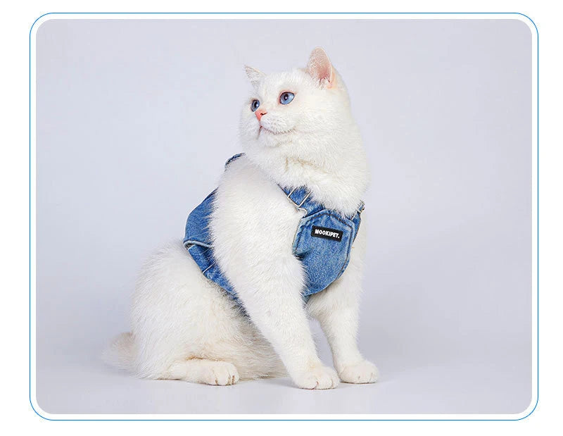 Chaleco vaquero 100% algodón para perros, mono sin mangas para gatos, ropa para cachorros de primavera y verano, estilo de moda