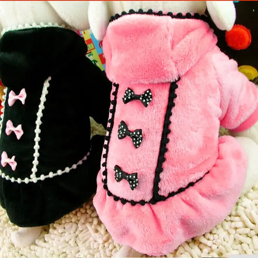 Velvet Cute Pet Dog Clothes Fashion Dog Dress For Small Medium Dogs Cats Clothes Puppy Dot Skirts Luxury Warm Apparels Dress