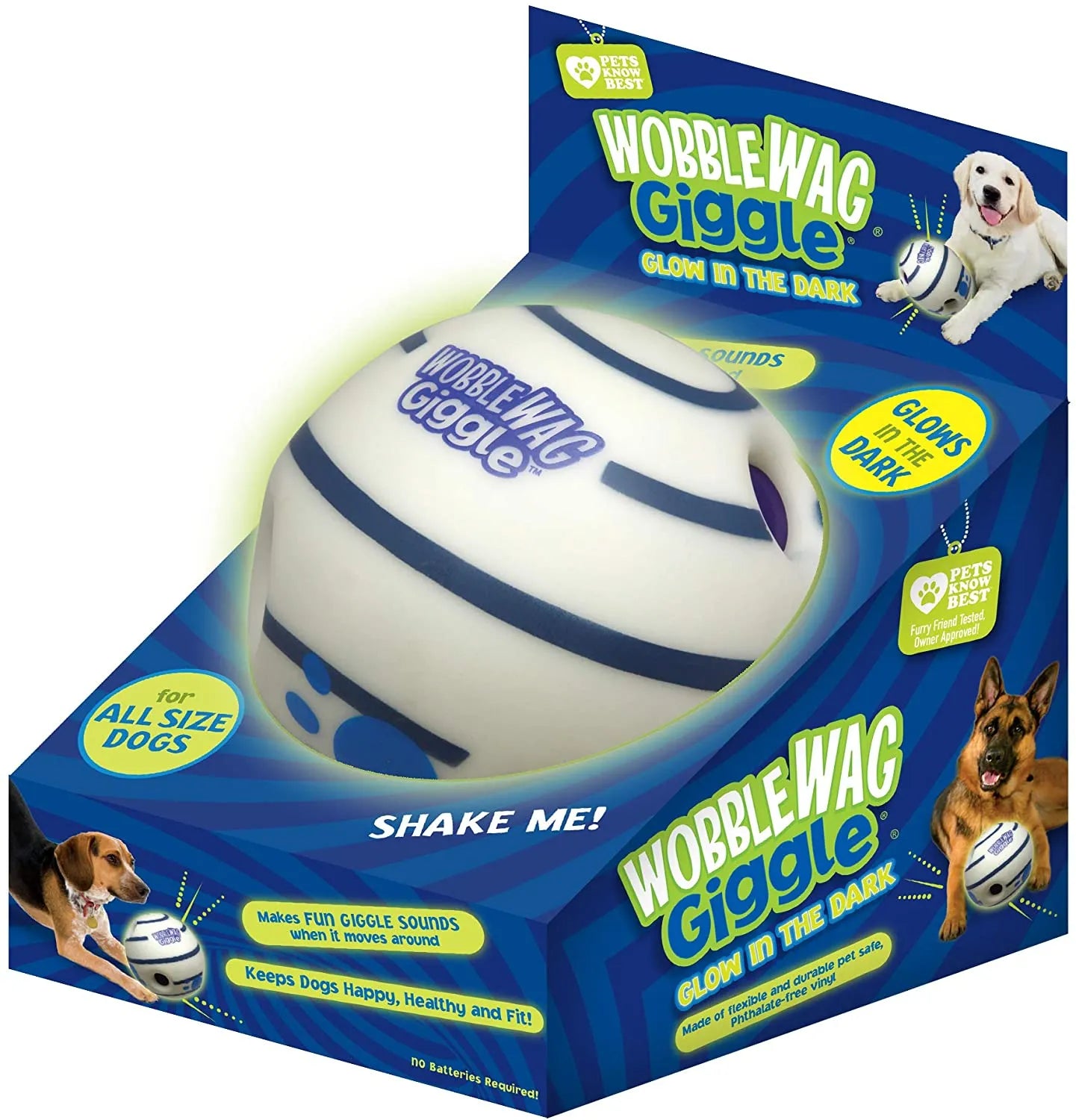 Wobble Wag Giggle Glow Ball jouet interactif pour chien, sons de rire amusants lorsqu'ils sont roulés ou secoués, les animaux de compagnie savent mieux que vu à la télévision