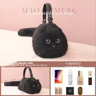 Sac à bandoulière Design féminin pour petit homme, sacoche polyvalente faite à la main, en peluche, chat mignon, automne et hiver