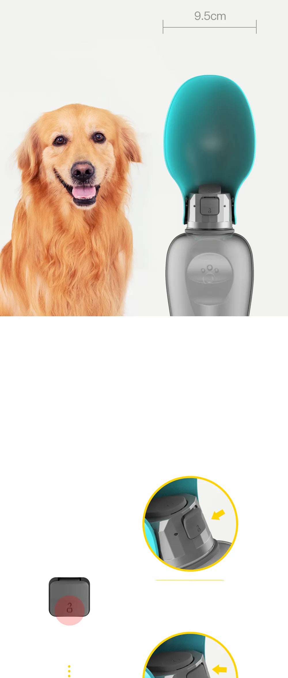 Botella de agua portátil para perros pequeños, medianos y grandes, tazón para beber para viajes al aire libre, alimentador para cachorros y gatos, accesorios para Labrador, 800ml