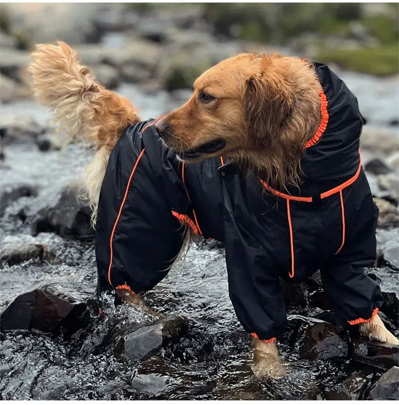 Chubasquero para perros grandes, suave, transpirable, a prueba de nieve, resistente al viento, chaqueta de lluvia para mascotas, abrigo impermeable de seguridad para perros al aire libre con patas