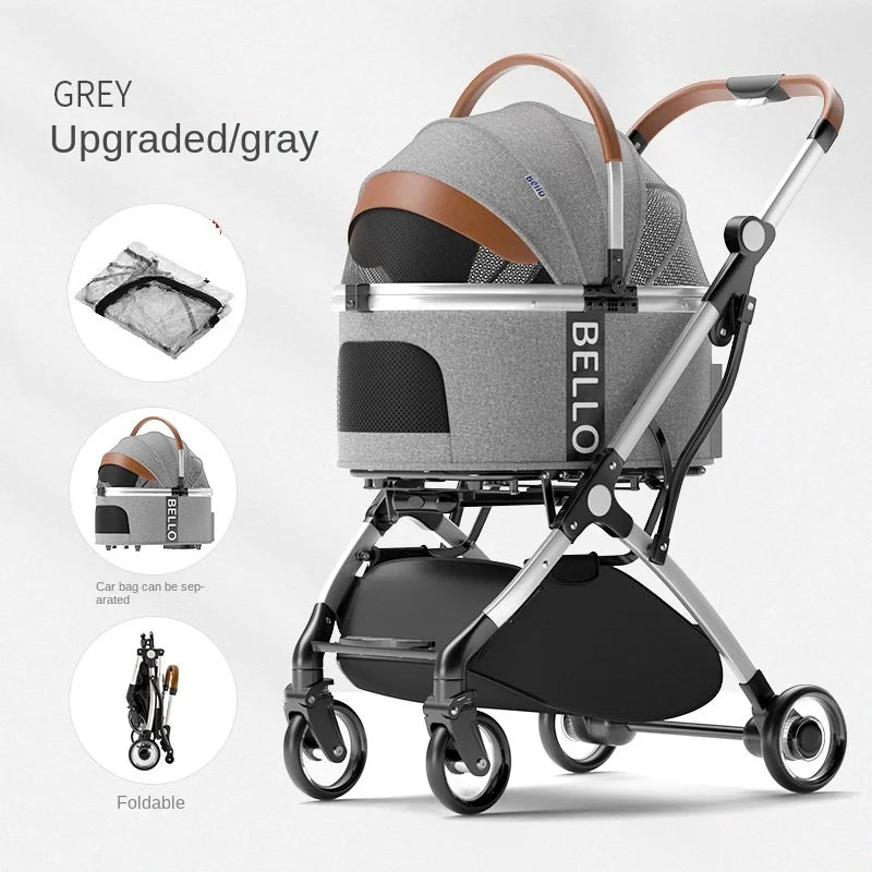 Aluminium Pet Stroller for Corgi Teddy Cat Cart Load Bearing 15kg Dog Strollers Foldable Pet Transporte Carrier High Quality New