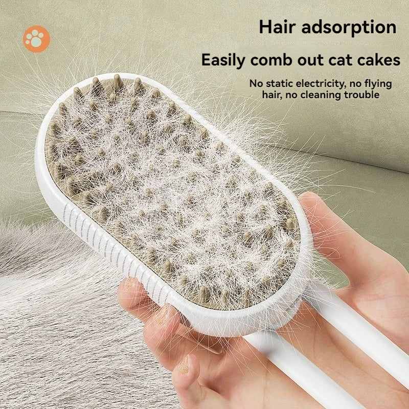 Steamy Brosse électrique pour chien 3 en 1 - Brosse à poils de chat - Pour massage, toilettage des animaux domestiques, élimination des poils emmêlés et lâches