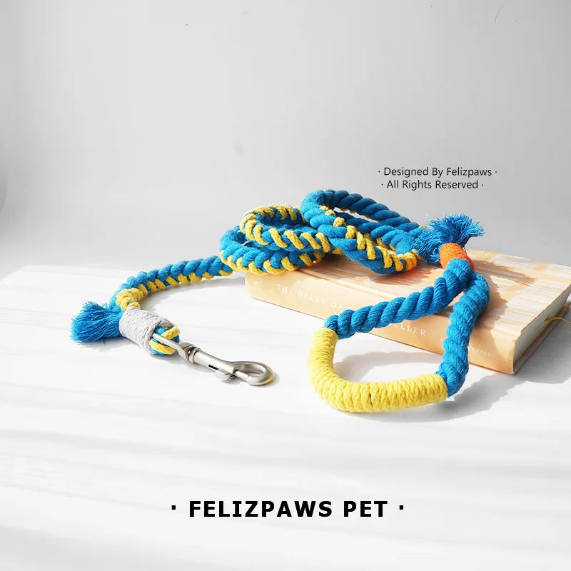 Correas tejidas a mano para perros, correas coloridas de hilo de algodón para perros pequeños, Entrenamiento de mascotas, correr, caminar, accesorios de cuerdas para perros exteriores